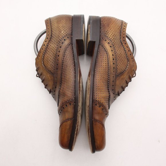 Dolce & Gabbana Hand Finished Men\'s UK 7 Brown Leather Wingtip Oxfords Shoes
